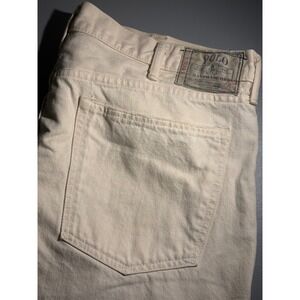 Polo Ralph Lauren VTG Y2K Slim Denim Jeans Sail Cloth Off-White 40x32 R21SD46